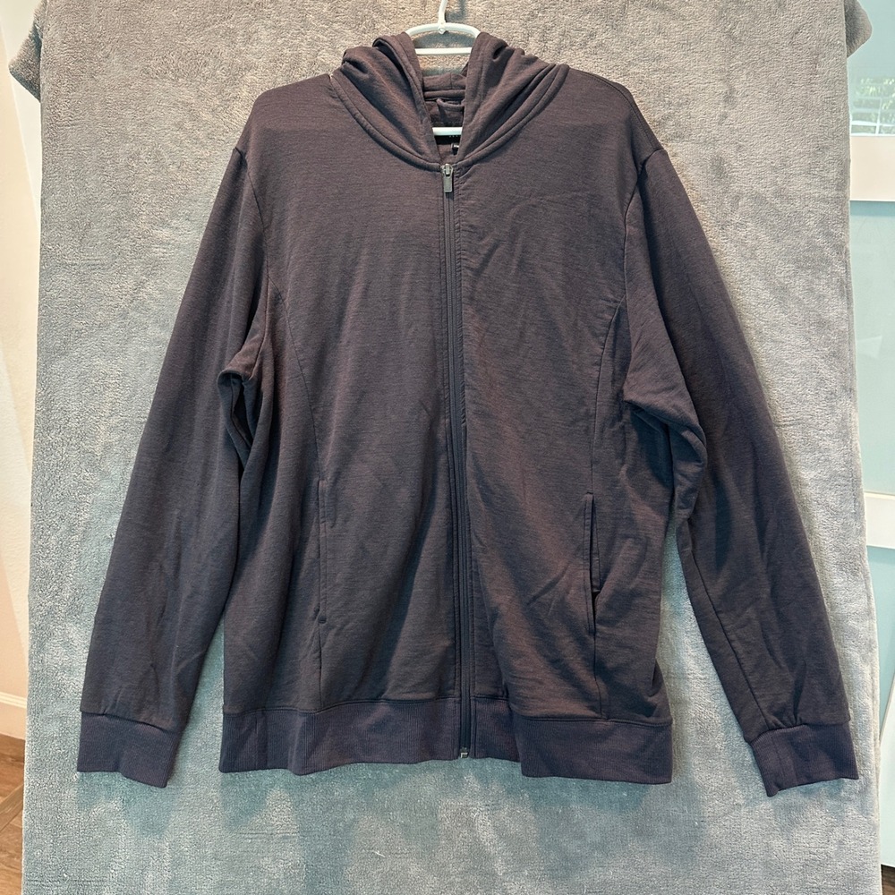 Unbound Merino Full Zip Hoodie Mens XXL Gray Merino Wool Stretch Travel Jacket
